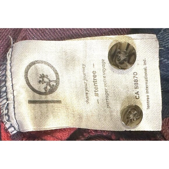 TenTree Womens Button Up Flannel Shirt Long Sleeve Red Blue Plaid Size Medium - Picture 11 of 15